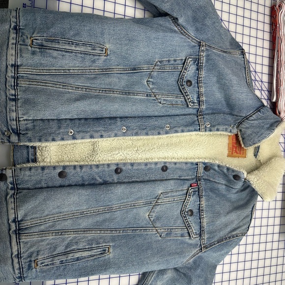 Levi's Denim Sherpa Snap Button Jacket Size L - Picture 2 of 5